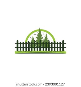 Fence logo design, landscaping wooden fence logo illustration design template.EPS 10