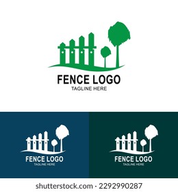 Fence Logo Design Template With Big Tree.