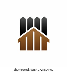 fence logo design, wooden house icon