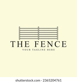 fence logo line art graphic design icon template simple minimalist vector illustration