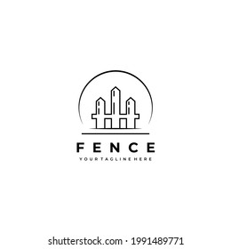 fence logo minimalist design creative vector icon line art illustration linear