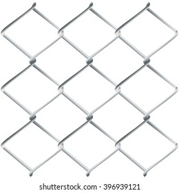 Fence made of metal wire mesh illustration on white background.