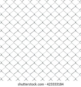 Fence made of metal wire mesh illustration on white background.