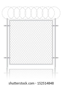 fence made of wire mesh vector illustration isolated on white background