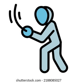 Fence man icon outline vector. Kid play. Sport duel