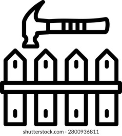 Fence Mending Line Icon and Vector