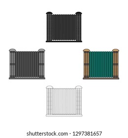 A fence of metal and bricks. A different fence single icon in cartoon style vector symbol stock illustration web.