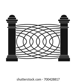 A fence of metal and bricks. A different fence single icon in black style vector symbol stock illustration web.