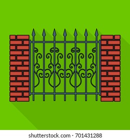 A fence of metal and bricks. A different fence single icon in flat style vector symbol stock illustration web.