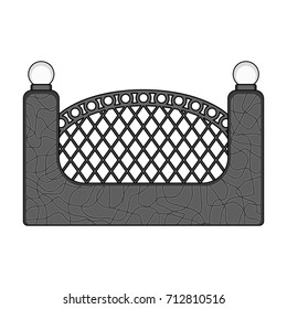A fence of metal and bricks. A different fence single icon in monochrome style vector symbol stock illustration web.