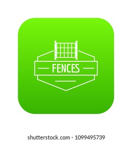 Fence metal icon green vector isolated on white background