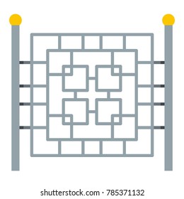 fence with metal square icon. Flat illustration of fence with metal square vector icon for web.