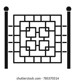 Fence with metal square icon. Simple illustration of fence with metal square vector icon for web.