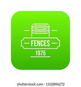 Fence modern icon green vector isolated on white background