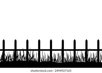 fence on the meadow silhouette