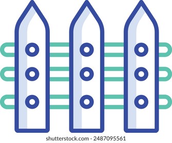 Fence outline color vector illustration