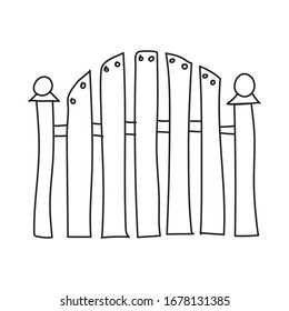 Fence outline vector illustration, modern minimal doodle design style.