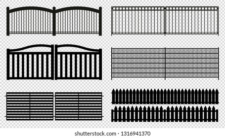 Fence Panels - Different Silhouettes - Vector Illustrations - Isolated On Transparent Background