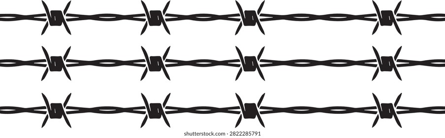 fence fence pattern repeating barbed wire line icon design