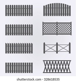 Fence Picket Icon Set . Vector Illustration