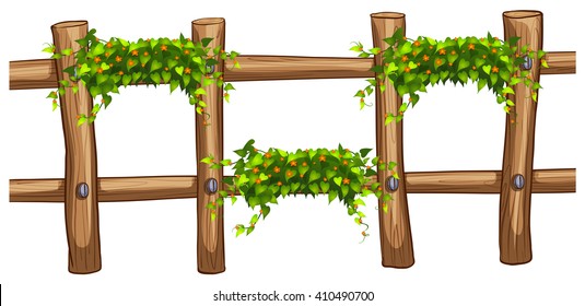 Fence with plants element illustartion