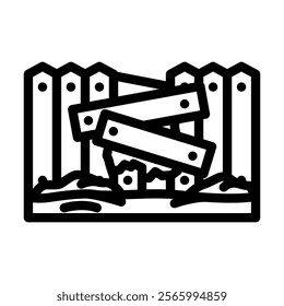 fence repair garden maintenance line icon vector. fence repair garden maintenance sign. isolated contour symbol black illustration