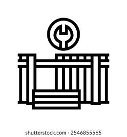 fence repair home maintenance line icon vector. fence repair home maintenance sign. isolated contour symbol black illustration