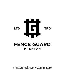 Fence shield with initial letter G vintage logo design