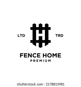 Fence shield with initial letter H vintage logo design