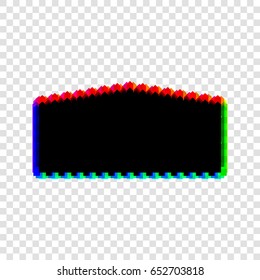 Fence sign illustration. Vector. Black icon with red-green-blue contours on transparent background.