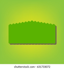 Fence sign illustration. Vector. Green line icon with brown shadow at green-yellow background.