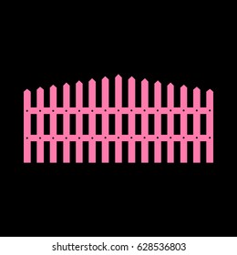Fence sign illustration. Vector. Pink icon on black background.
