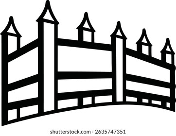 Ilustración vectorial de la silueta de la cerca en el fondo blanco