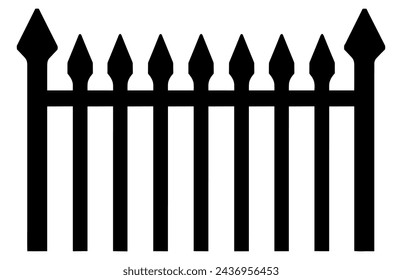 Zaun Silhouetten, Satz Zaun Silhouette in flachen Stil Vektor-Illustration, Schwarzer Zaun auf weißem Hintergrund, 
