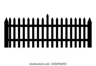 Fence Silhouettes, Set of fence silhouette in flat style vector illustration, Black fence on white background, 
