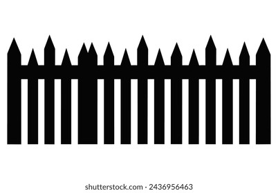 Fence Silhouettes, Set of fence silhouette in flat style vector illustration, Black fence on white background, 
