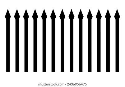 Zaun Silhouetten, Satz Zaun Silhouette in flachen Stil Vektor-Illustration, Schwarzer Zaun auf weißem Hintergrund, 
