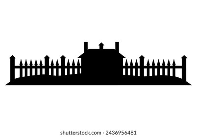 Fence Silhouettes, Set of fence silhouette in flat style vector illustration, Black fence on white background, 
