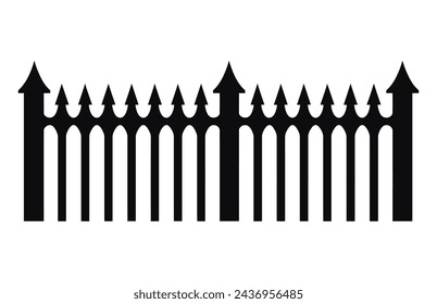 Fence Silhouettes, Set of fence silhouette in flat style vector illustration, Black fence on white background, 
