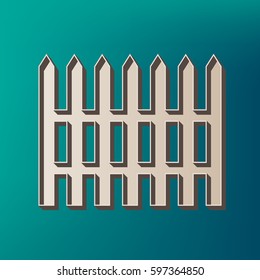 Fence simple sign. Vector. Icon printed at 3d on sea color background.