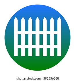 Fence simple sign. Vector. White icon in bluish circle on white background. Isolated.