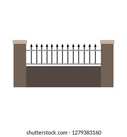 Fence stone material illustration vector icon element structure. Cement vintage equipment garden architecture