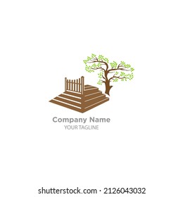 fence with tree icon logo vector design.EPS 10