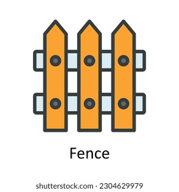 Fence vector  Fill  outline Icon Design illustration. Agriculture  Symbol on White background EPS 10 File