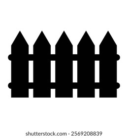 Fence vector icon. Boundary symbol for property lines, garden design, and outdoor spaces. Black silhouette isolated on white background.