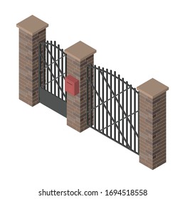 Fence vector icon. Isometric vector icon isolated on white background fence.