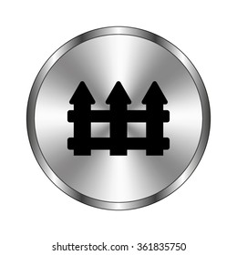 Fence - vector icon;  metal button