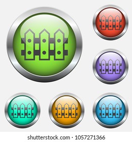 fence vector icon on color glass buttons