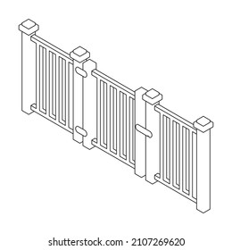 Fence vector icon. Outline vector icon isolated on white background fence.