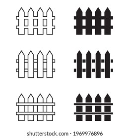 fence vector icon set on white background